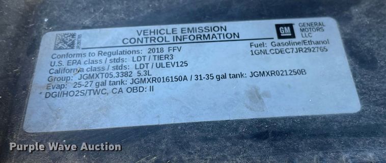 image for item NY9643 2018 Chevrolet Tahoe Police SUV