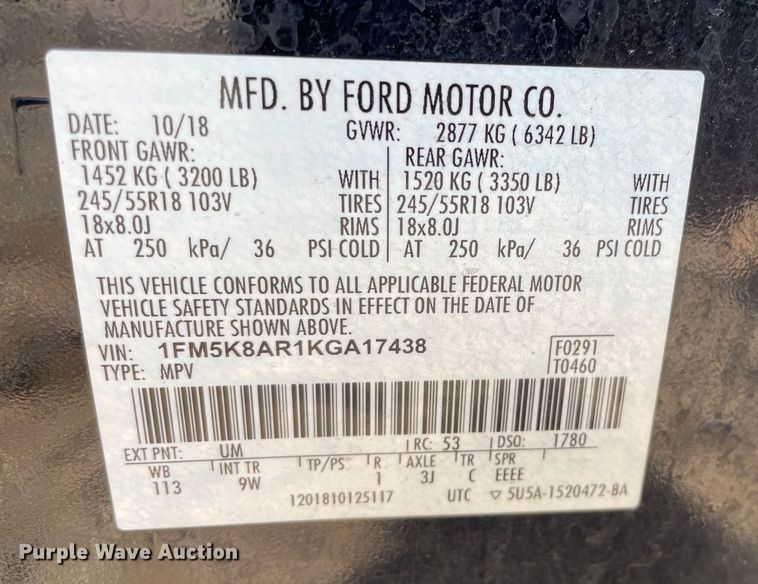 image for item NY9644 2019 Ford Explorer Police Interceptor SUV