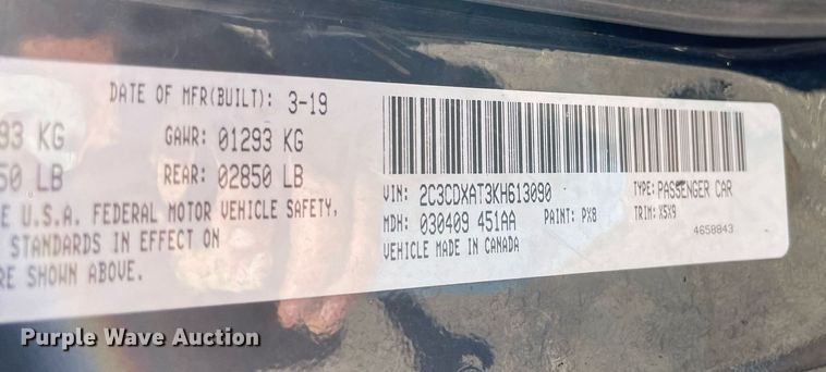 image for item NY9652 2019 Dodge Charger Police 