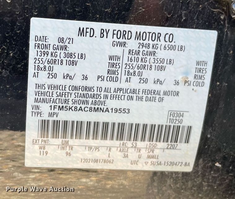 image for item NY9654 2021 Ford  Explorer Police Interceptor SUV