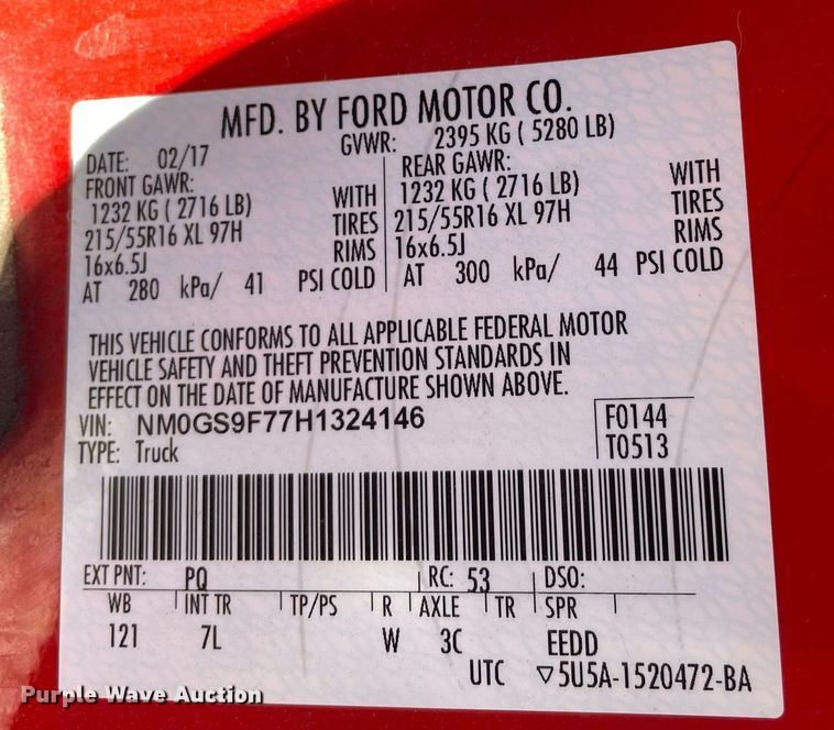 image for item NY9657 2017 Ford  Transit Connect van