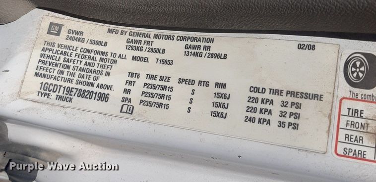 image for item NY9660 2008 Chevrolet Colorado Ext. Cab pickup truck