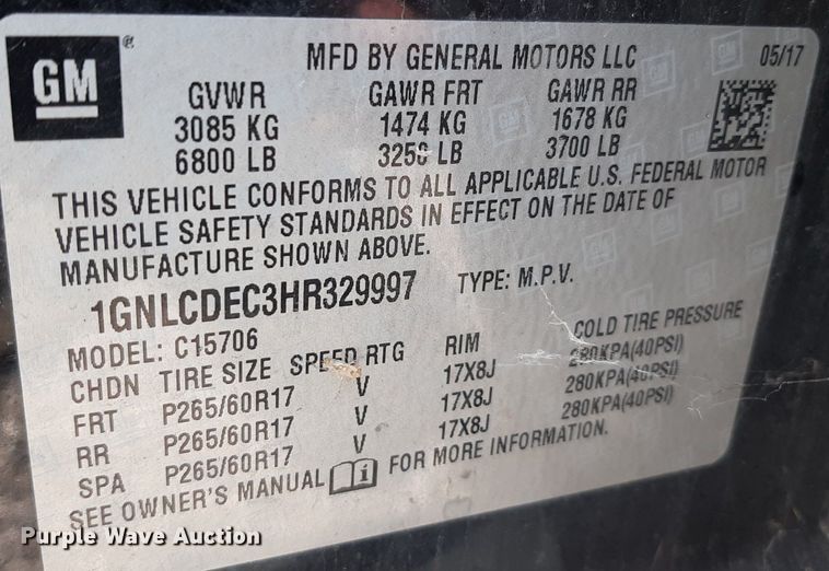 image for item NY9663 2017 Chevrolet Tahoe Police SUV