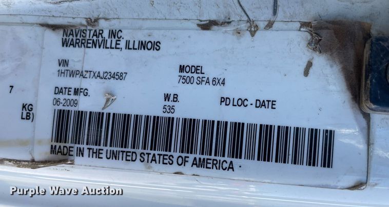 image for item NY9666 2010 International 7500 dump truck