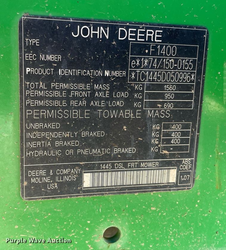 image for item NY9679 John Deere  1445 Series II lawn mower