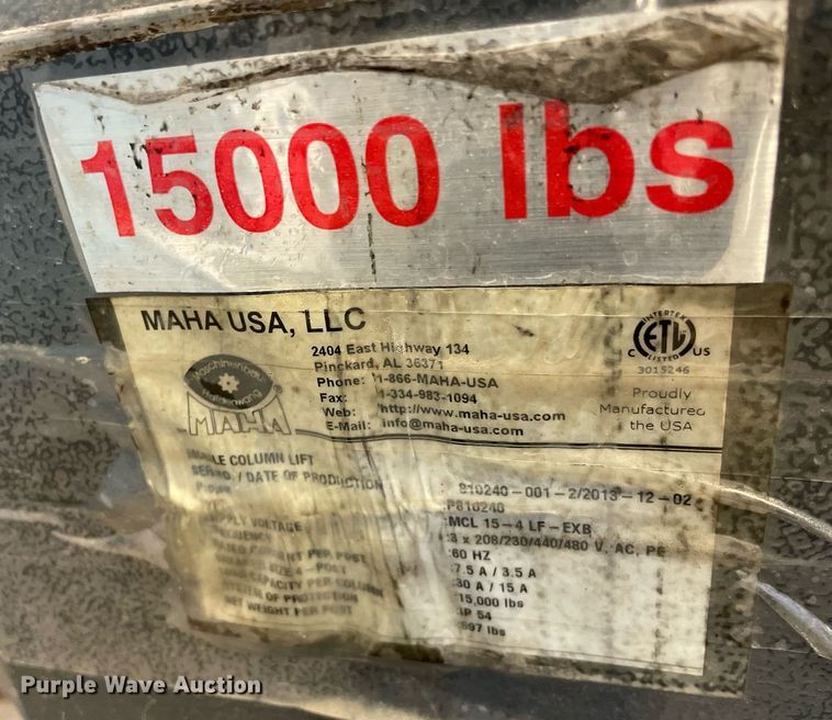 image for item NY9700 (4) Maha MCL 15-4LF column lifts 