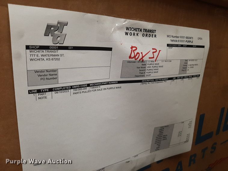 image for item NY9701 Approximately 33 boxes of transit bus parts