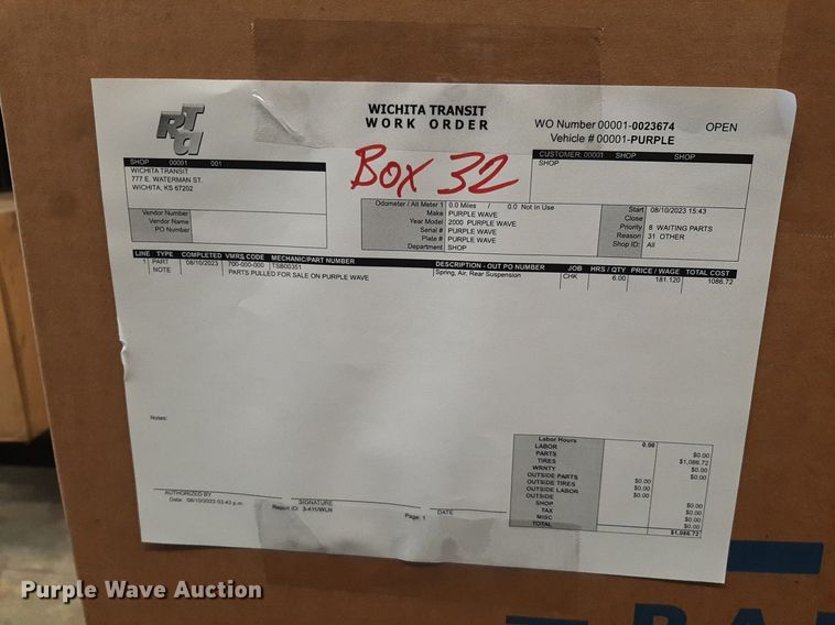 image for item NY9701 Approximately 33 boxes of transit bus parts