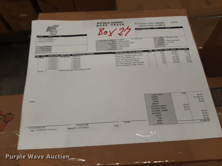 image for item NY9701 Approximately 33 boxes of transit bus parts