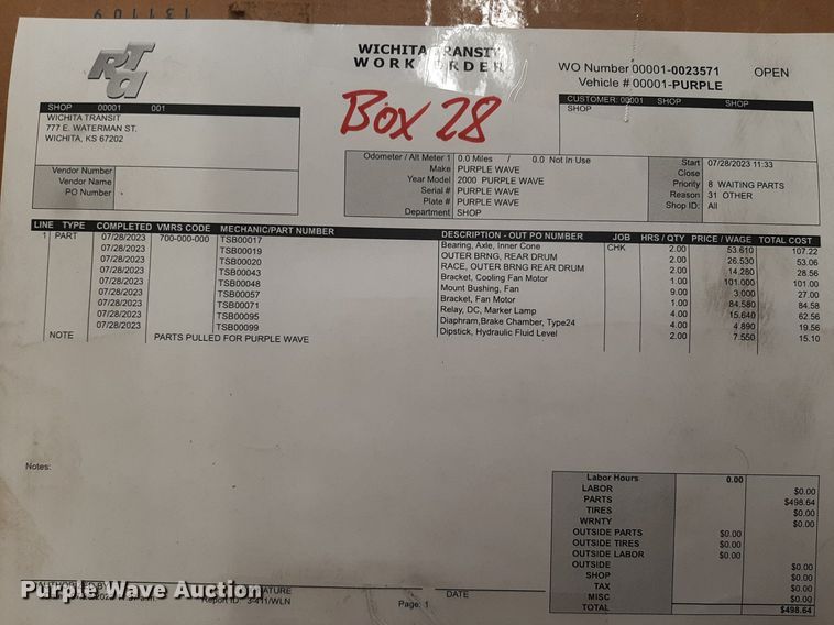 image for item NY9701 Approximately 33 boxes of transit bus parts