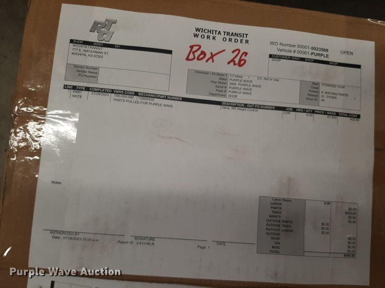 image for item NY9701 Approximately 33 boxes of transit bus parts