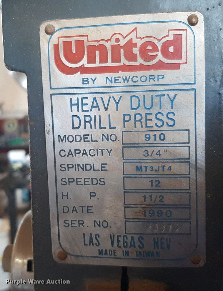 image for item NY9704 United 910 drill press