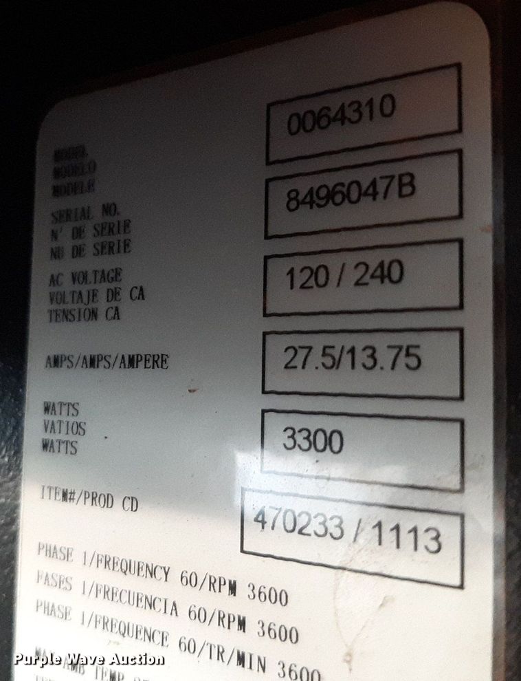 image for item NY9705 Generac GP3300 generator