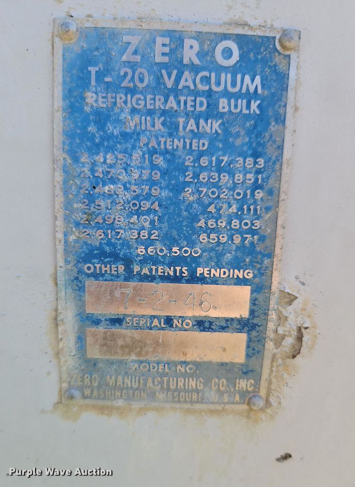 image for item DP2335 Zero T-20  refrigerated bulk tank