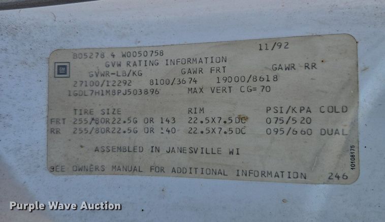 image for item DP2373 1993 GMC TopKick  spreader truck