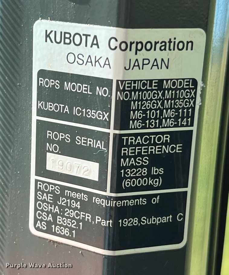 image for item DQ2152 2017 Kubota M6-111  MFWD tractor