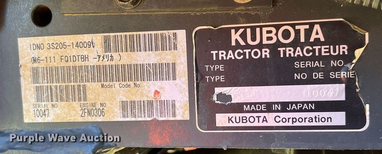 image for item DQ2152 2017 Kubota M6-111  MFWD tractor