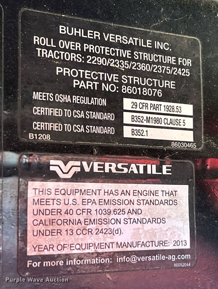 image for item DQ2153 2013 Versatile 2375  4WD tractor