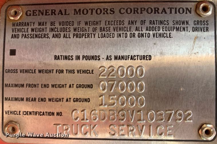 image for item LH9633 1979 Chevrolet C70  grain truck