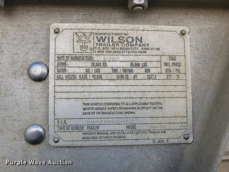 image for item LQ9105 2008 Wilson  grain trailer