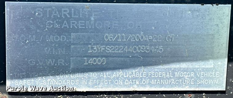 image for item ML9196 2004 Starlite 22 CT  combine trailer