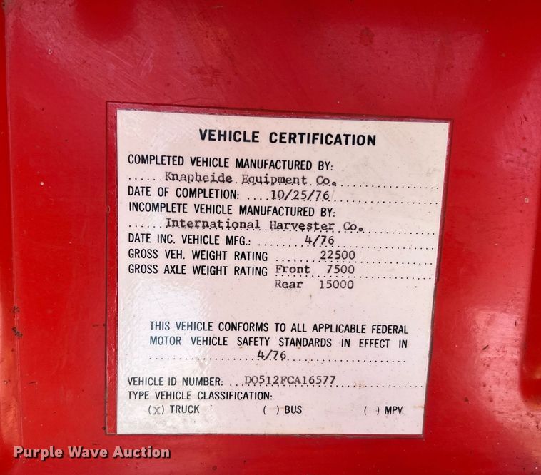 image for item NA9138 1976 International Loadstar 1600  grain truck