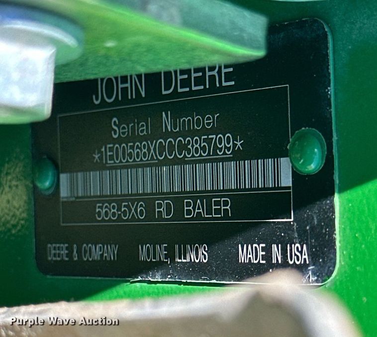 image for item NP9992 2012 John Deere 568  round baler