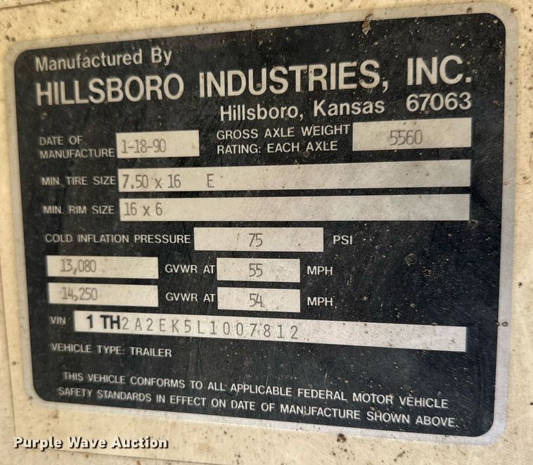 image for item NP9997 1990 Hillsboro  livestock trailer