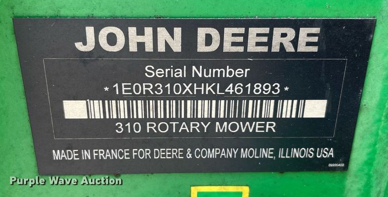 image for item NT9526 John Deere 310  disc mower