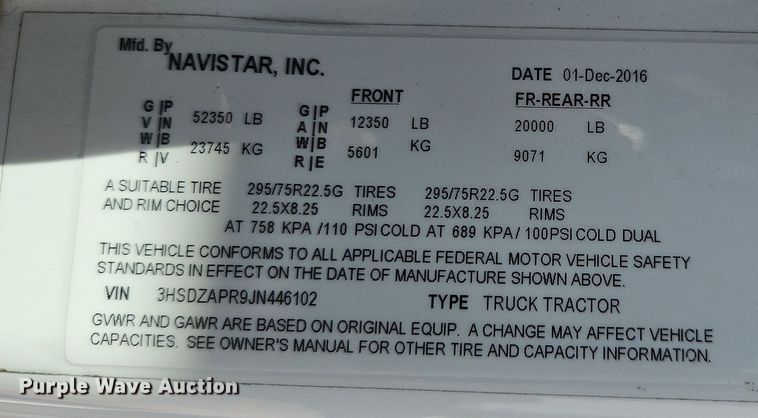 image for item DP2325 2018 International LT625  semi truck