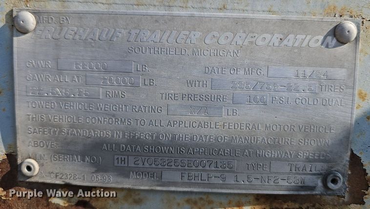 image for item DP2348 1995 Fruehauf FBHLP-9 1.5-NF2-53W  dry van trailer