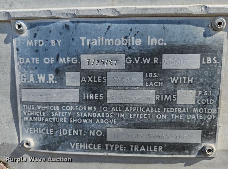 image for item DP2351 1997 Trailmobile 01JA-1RAY  dry van trailer