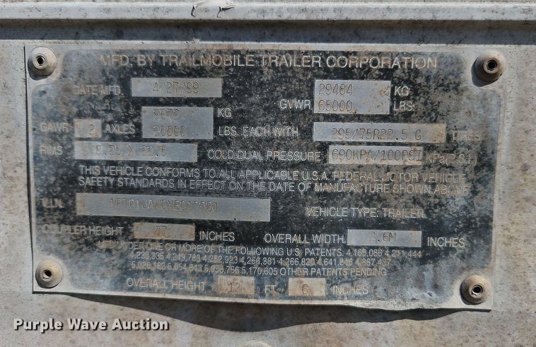 image for item DP2356 1999 Trailmobile  dry van trailer