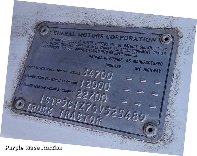 image for item DP3298 1986 GMC Brigadier  semi truck