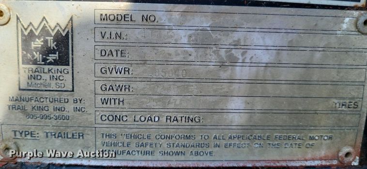 image for item DP5234 1996 Trail King TK70MG-482  lowboy equipment trailer