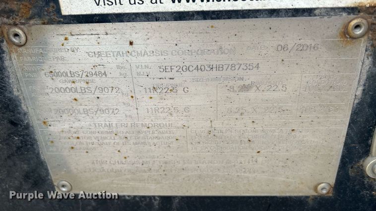 image for item DQ0898 2017 Cheetah  container trailer