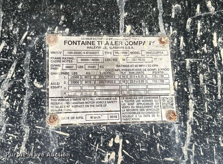 image for item DQ7359 2019 Fontaine HAICD22RSA  drop deck equipment trailer