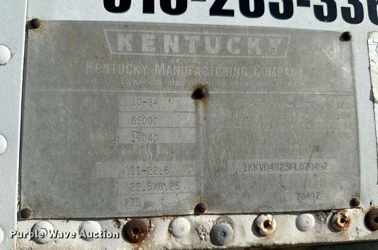 image for item HN9989 1985 Kentucky  dry van trailer