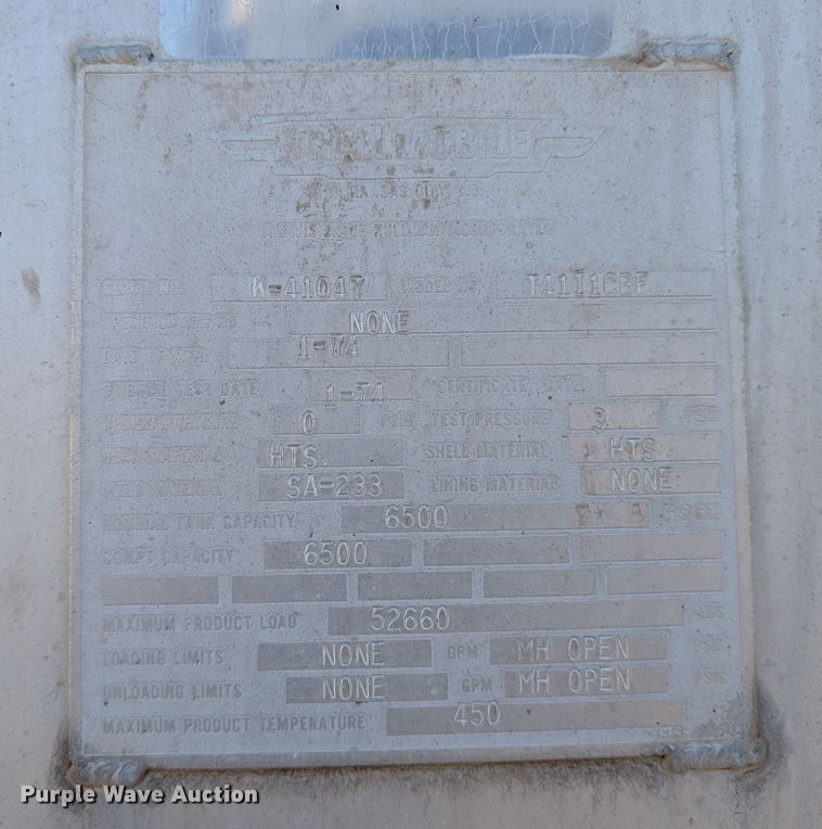 image for item LM9806 1974 Trailmobile T41I1CBF  tank trailer