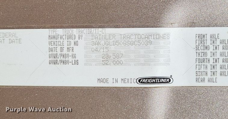 image for item LS9684 2016 Freightliner Cascadia Evolution  semi truck