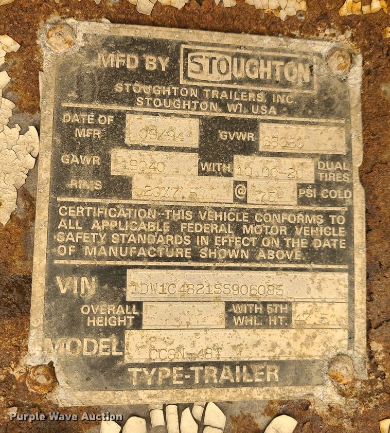 image for item MG9739 1995 Stoughton CCGN-48T  dry van trailer