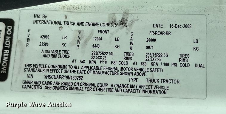 image for item ML9164 2009 International ProStar Eagle  semi truck
