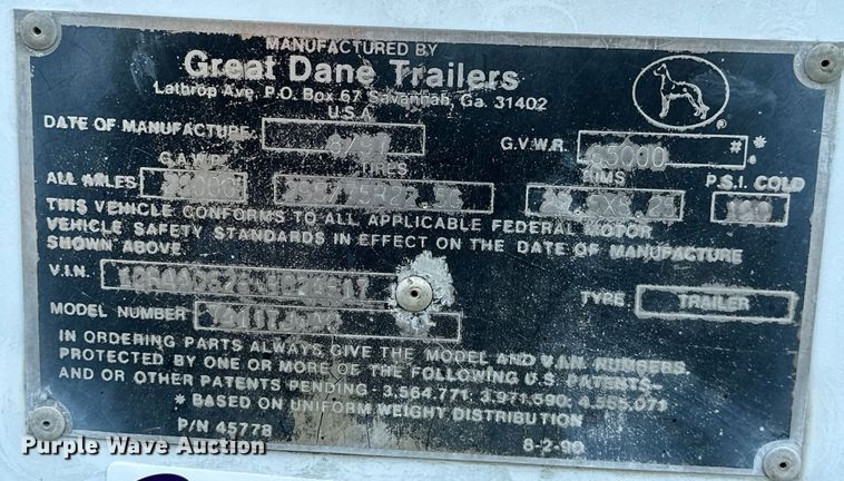 image for item ML9207 1998 Great Dane  dry van trailer
