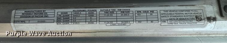 image for item ML9209 2003 Peterbilt 385  semi truck