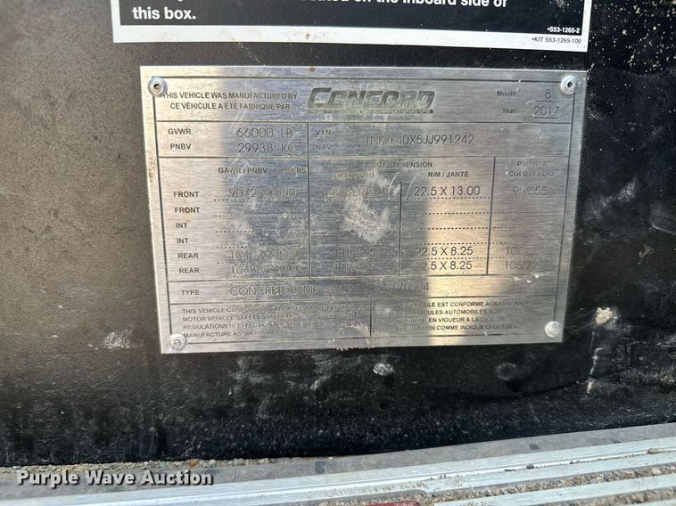 image for item MQ9351 2018 Kenworth T880  concrete pump truck