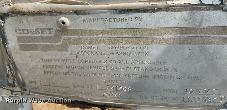 image for item NT9488 1976 Comet 45XVT  walking floor trailer