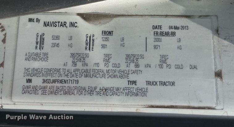 image for item NT9510 2014 International ProStar  semi truck