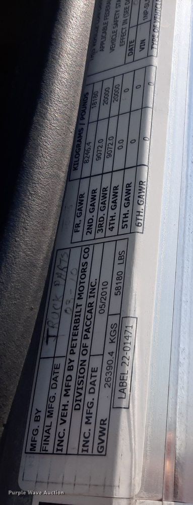 image for item DO3090 2011 Peterbilt 365  dump truck