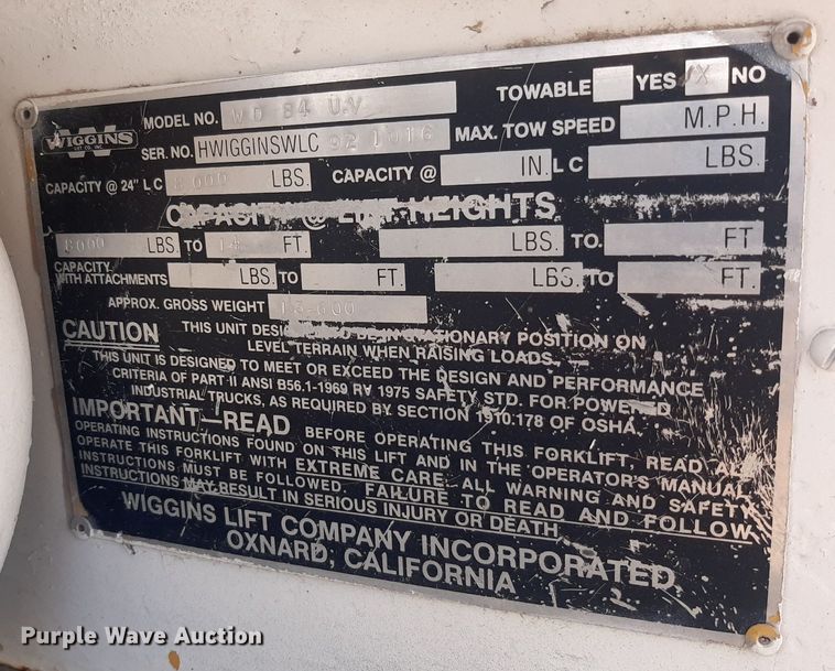 image for item DO3110 Wiggins WD84UV  forklift