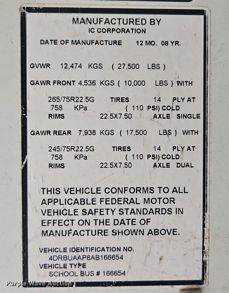 image for item DP2369 2010 IC PB105  school bus